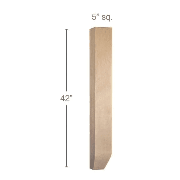 42" x 5" x 5" Shaker Bar Column, Alder