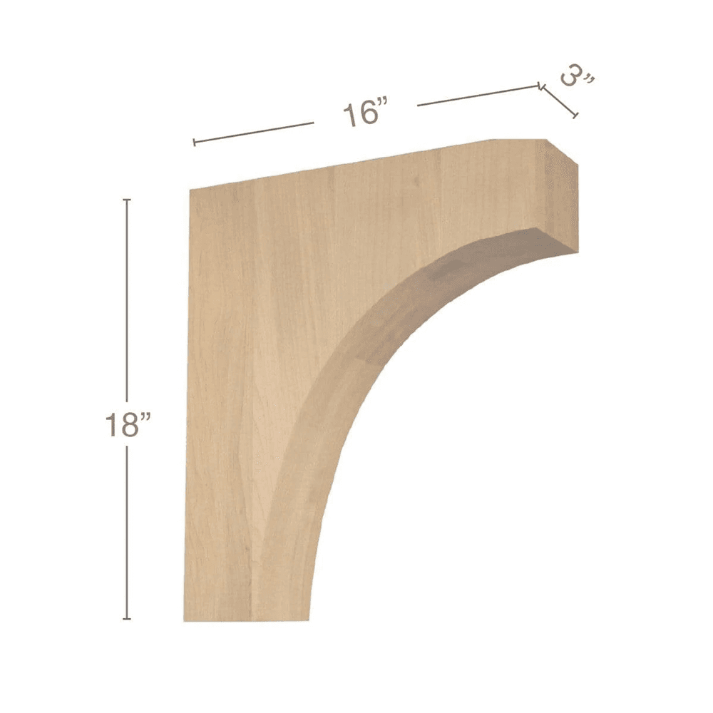 18" x 16" x 3" Contemporary Rangehood Corbel, Alder