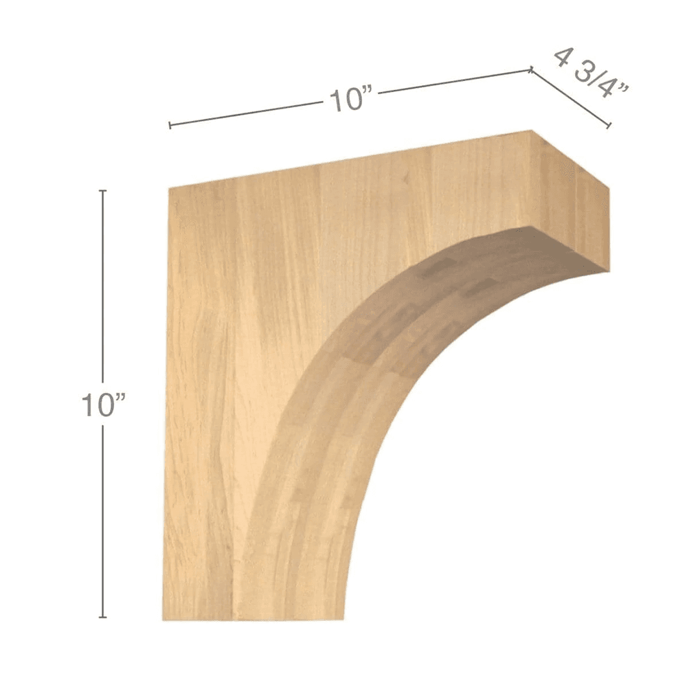 10" x 10" x 4-3/4" Contemporary Overhang Bar Bracket Corbel, Cherry