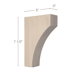 7-1/2" x 5" x 3" Contemporary Small Bar Bracket Corbel, Cherry