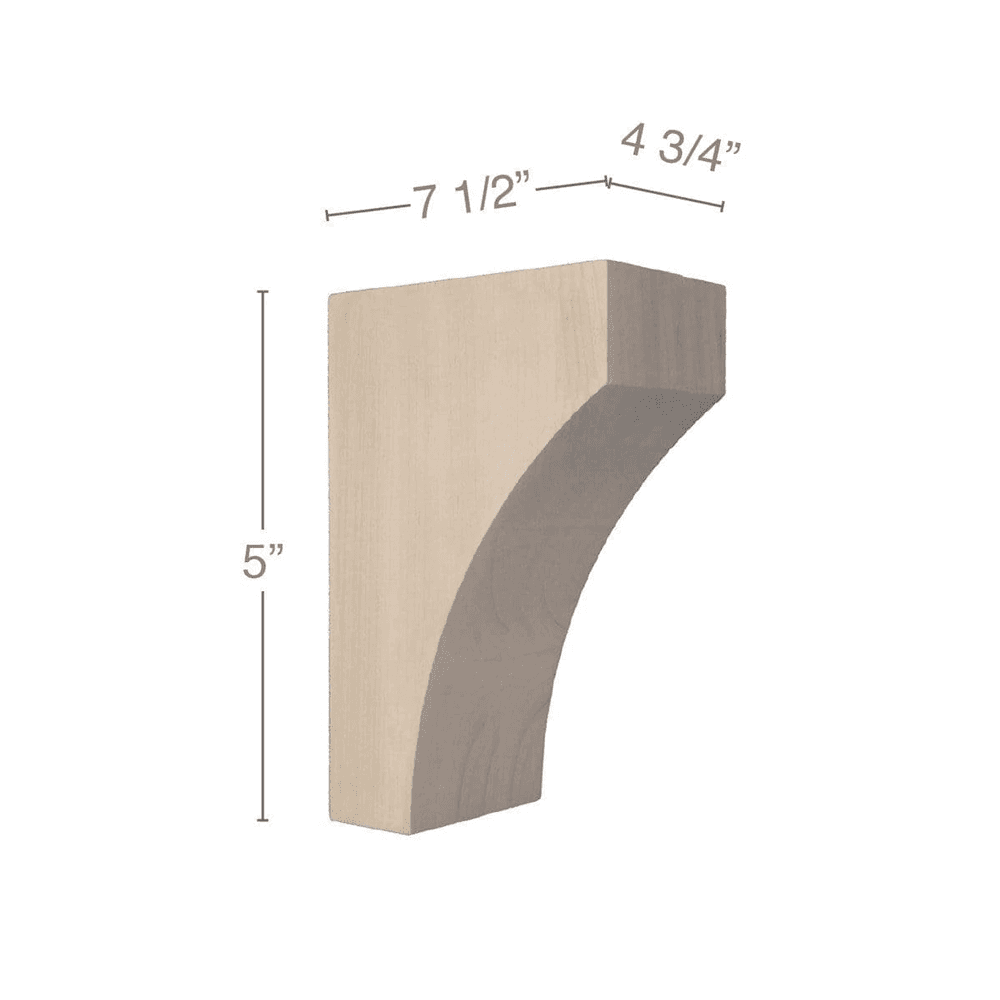 7-1/2" x 5" x 4-3/4" Contemporary Small Bar Bracket Corbel, Cherry