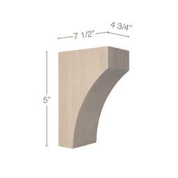 7-1/2" x 5" x 4-3/4" Contemporary Small Bar Bracket Corbel, Cherry