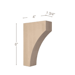6" x 4" x 1-3/4" Contemporary Extra Small Bar Bracket Corbel, Maple