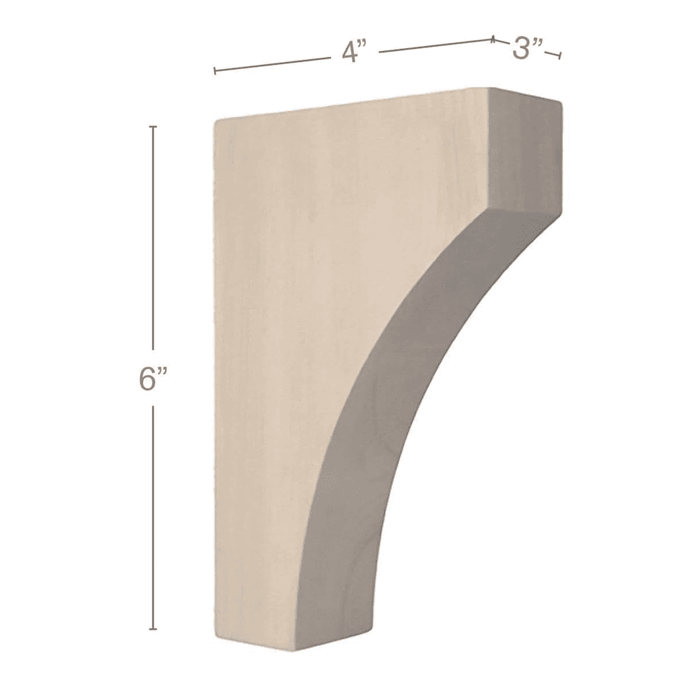 6" x 4" x 3" Contemporary Extra Small Bar Bracket Corbel, Alder
