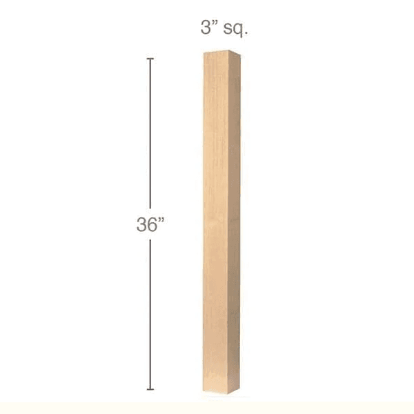 36" x 3" x 3" Contemporary Island Column, Alder