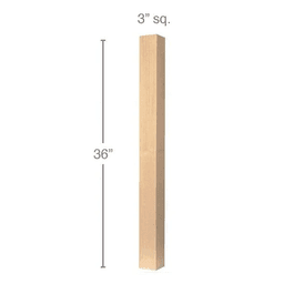 36" x 3" x 3" Contemporary Island Column, Alder