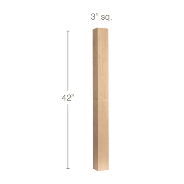 42" x 3" x 3" Contemporary Bar Column, Maple