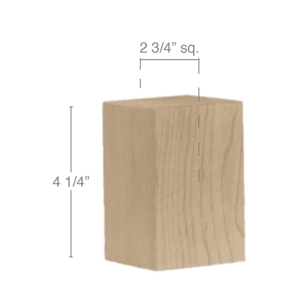 4-1/4" x 2-3/4" x 2-3/4" Contemporary Tall Bun Foot, Alder