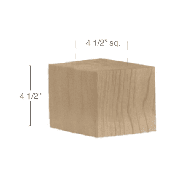 4-1/4" x 4-3/4" x 4-3/4" Contemporary Straight Bun Foot, Alder