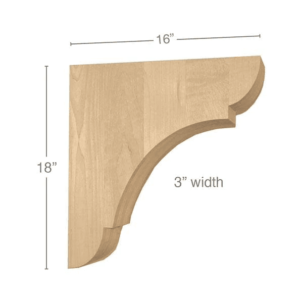 18" x 16" x 3" Classic Rangehood Corbel, Alder