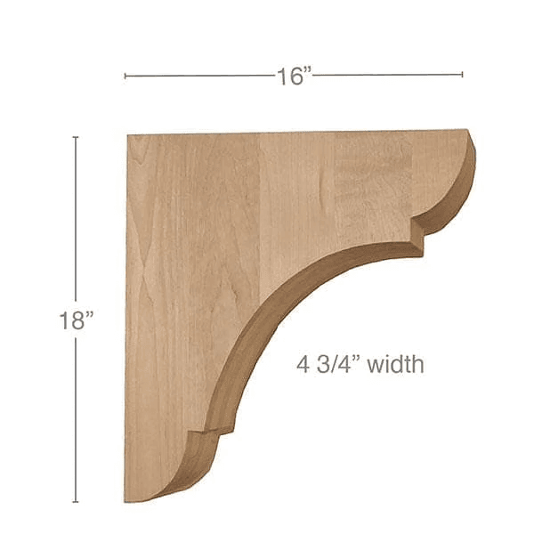 18" x 16" x 4-3/4" Classic Rangehood Corbel, Maple