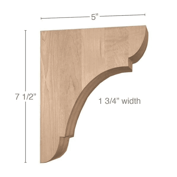 7-1/2" x 5" x 1-3/4" Classic Small Bar Bracket Corbel, Cherry