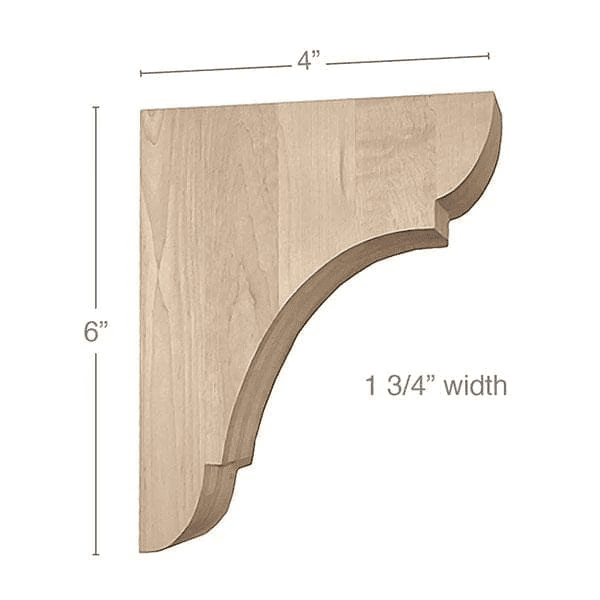 6" x 4" x 1-3/4" Classic Extra Small Bar Bracket Corbel, Cherry