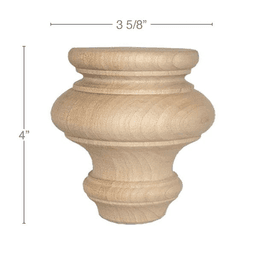 4" x 35/8" x 35/8" Classic Round Bun Foot, Alder