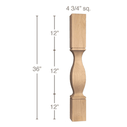 36" x 4-3/4" x 4-3/4" Classic Cam Island Column, Alder