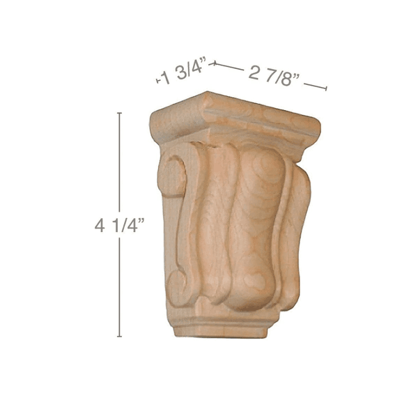 4-1/4" x 1-3/4" x 27/8" Mini Traditional Corbel, Cherry