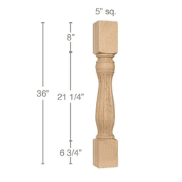 36" x 5" x 5" Traditional Fluted Island Column, Maple
