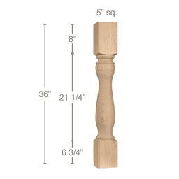 36" x 5" x 5" Traditional Island Column, Alder