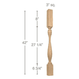 42" x 3" x 3" Traditional Fluted Bar Column, Maple