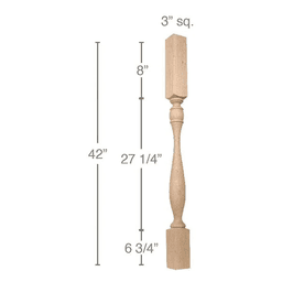 42" x 3" x 3" Traditional Bar Column, Alder