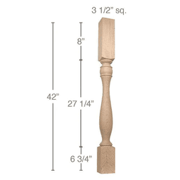 42" x 3-1/2" x 3-1/2" Traditional Bar Column, Maple