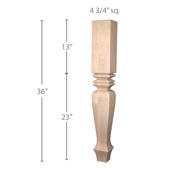 36" x 5" x 5" Traditional Cambered Island Column, Alder