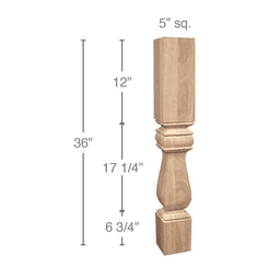 36" x 5" x 5" Traditional Island Column, Cherry