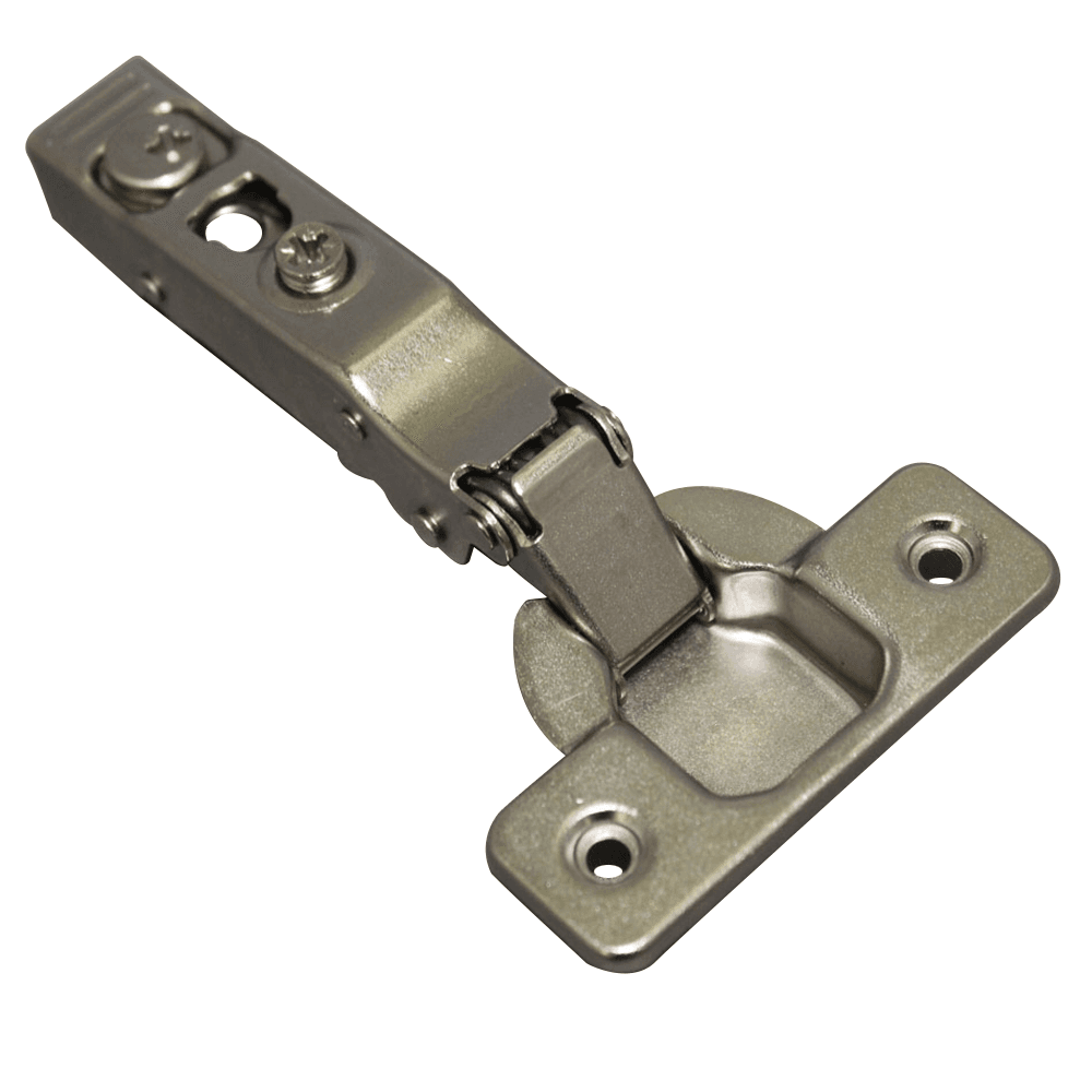 C80 110° Opening Hinge, 45mm Bore Pattern, Soft-Closing, Full Overlay, Nickel-Plated, Dowelled