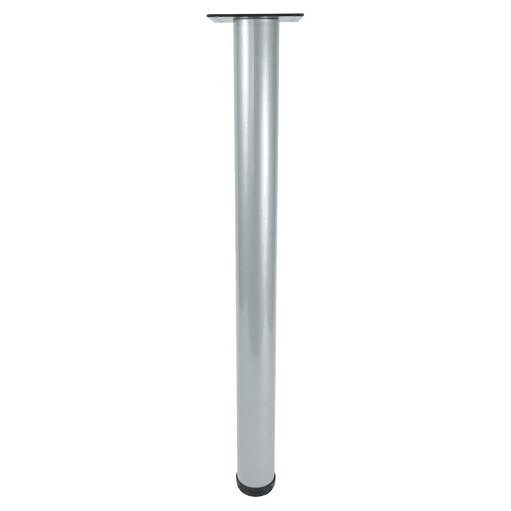 2-3/8" Diameter x 28" High Rockwell Single Table Leg, Aluminum Silver