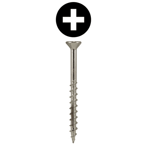 #8 x 1-5/8" Flat Head Assembly Screws, Phillips Drive Coarse Thread with Nibs and Double Auger Point, Zinc, Box of 1 Thousand by Quickscrews