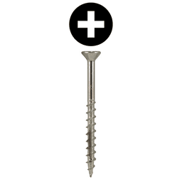 #8 x 1-5/8" Flat Head Assembly Screws, Phillips Drive Coarse Thread with Nibs and Double Auger Point, Zinc, Box of 1 Thousand by Quickscrews