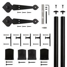 Spade Strap Front Mount Hardware Kit for Rolling Barn Doors, Black