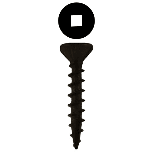 #8 x 1" Flat Head Assembly Screws, Square Drive Coarse Thread and Sharp Point, Black, Box of 10 Thousand by Quickscrews