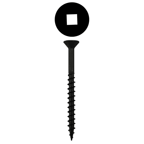 #8 x 1-3/4" Flat Head Assembly Screws, Square Drive Coarse Thread and Sharp Point, Black, Box of 5 Thousand by Quickscrews