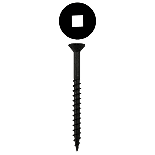 #9 x 2-1/2" Flat Head Assembly Screws, Square Drive Coarse Thread and Sharp Point, Black, Box of 2.5 Thousand by Quickscrews