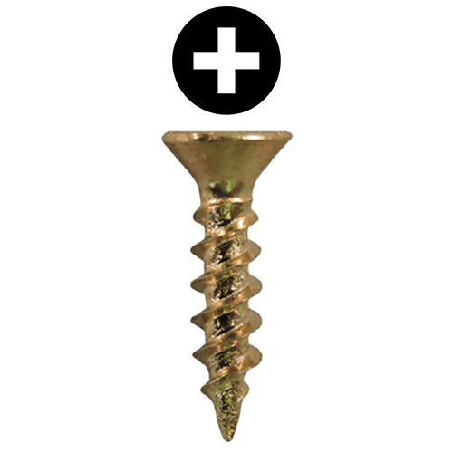 #5 x 5/8" Flat Head Hinge Edge Screws, Phillips Drive Twinfast Thread and Sharp Point, Bright Brass, Box of 25 Thousand by Quickscrews