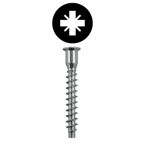 7mm x 50mm Flat Head Confirmat Screw, Pozi Drive Coarse Thread and Blunt Point, Zinc, Box of 2 Thousand by Wurth