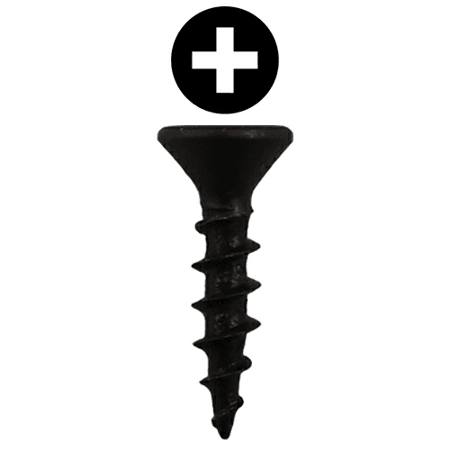 #8 x 3/4" Flat Head Drawer Slide Screws, Phillips Drive Coarse Thread and Sharp Point, Black, Box of Hundred by Quickscrews