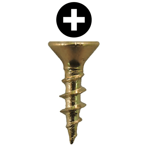 #8 x 5/8" Flat Head Drawer Slide Screws, Phillips Drive Coarse Thread and Sharp Point, Bright Brass, Box of 14 Thousand by Quickscrews