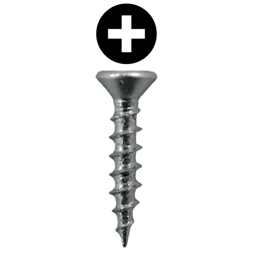 #6 x 1/2" Flat Head Drawer Slide Screws, Phillips Drive Coarse Thread and Sharp Point, Zinc, Box of Hundred by Quickscrews
