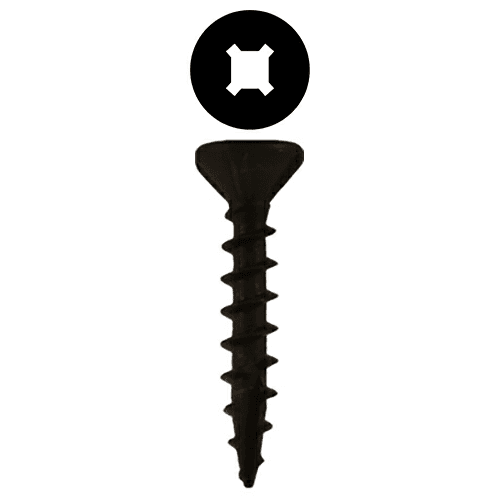 #8 x 1" Flat Head Assembly Screws, Square/Phillips Drive Coarse Thread with Nibs and Type 17 Auger Point, Black, Box of 11 Thousand by Quickscrews