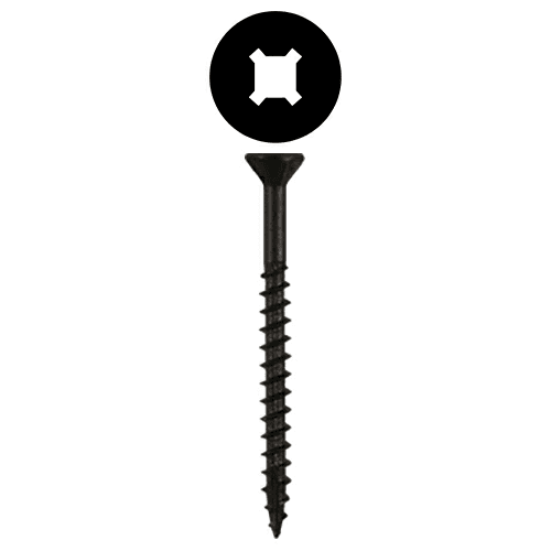 #8 x 1-1/2" Flat Head Assembly Screws, Square/Phillips Drive Coarse Thread with Nibs and Type 17 Auger Point, Black, Box of 7 Thousand by Quickscrews