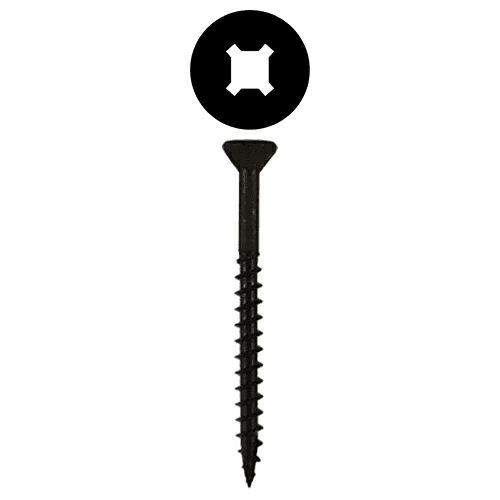 #9 x 3" Flat Head Assembly Screws, Square/Phillips Drive Coarse Thread with Nibs and Type 17 Auger Point, Black, Box of 2 Thousand by Quickscrews