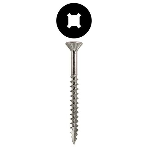 #8 x 1-1/2" Flat Head Assembly Screws, Square/Phillips Drive Coarse Thread with Nibs and Type 17 Auger Point, Zinc, Box of 1 Thousand by Quickscrews