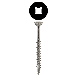 #8 x 1-1/2" Flat Head Assembly Screws, Square/Phillips Drive Coarse Thread with Nibs and Type 17 Auger Point, Zinc, Box of 1 Thousand by Quickscrews