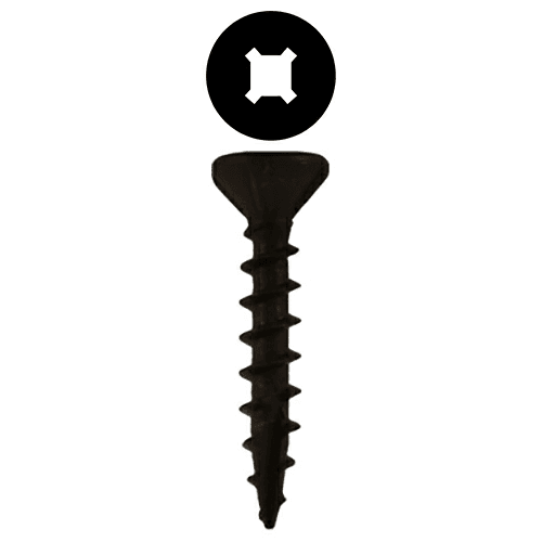#8 x 1" Flat Head Assembly Screws, Square/Phillips Drive Coarse Thread with Nibs and Type 17 Auger Point, Black, Box of 1 Thousand by Quickscrews