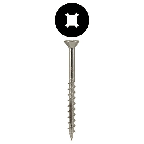 #8 x 1-1/2" Flat Head Assembly Screws, Square/Phillips Drive Coarse Thread with Nibs and Double Auger Point, Zinc, Box of 7 Thousand by Quickscrews
