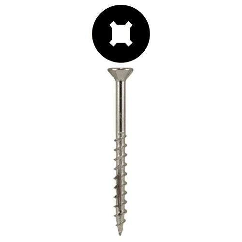 #8 x 1-5/8" Flat Head Assembly Screws, Square/Phillips Drive Coarse Thread with Nibs and Double Auger Point, Zinc, Box of 6 Thousand by Quickscrews