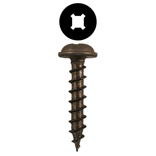 #8 x 1" Round Washer Head Assembly Screws, Square/Phillips Drive Coarse Thread and Sharp Point, Plain, Box of 10 Thousand by Quickscrews