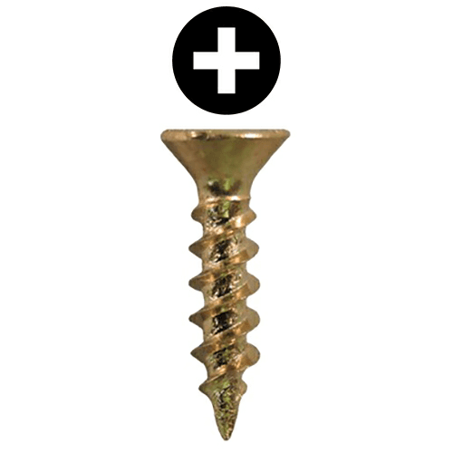 #6 x 5/8" Flat Head Drawer Slide Screws, Phillips Drive Coarse Thread and Sharp Point, Bright Brass, Box of 25 Thousand by Quickscrews